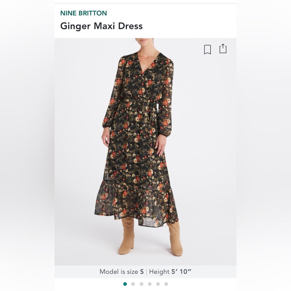 Nine Britton Black Floral Maxi Dress
